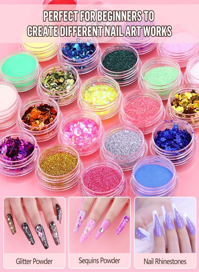 YEVYO Acrylic Nail Kit with Drill and UV Light, Nail Kit for Beginner with Everything, 24 Glitter Acrylic Powder Monomer Liquid Set with Drill for for Home Nail Salon - Image 5